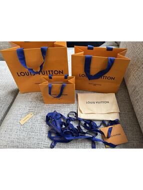 Louis Vuitton 3 Paper Shopping Bags + Wallet Dust Bag + Ribbon and gift note